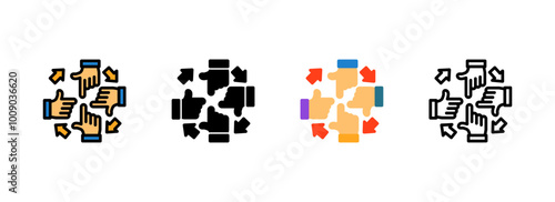 Set of Person with a megaphone for communication Icon