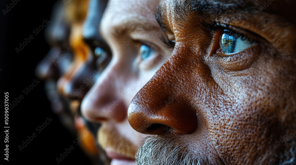 Close-up of Diverse Faces Looking into the Future Close-up of Diverse Faces Looking into the Future