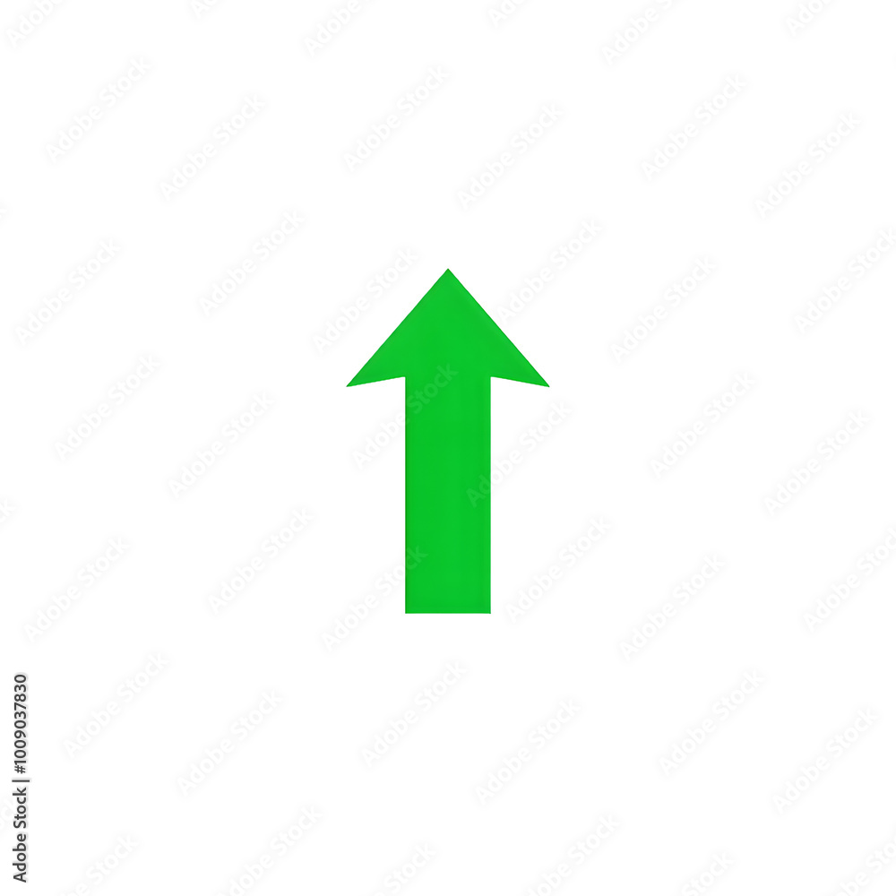 Bright green upward arrow with a solid block design, isolated on transparent background, Generative AI Bright green upward arrow with a solid block design, isolated on transparent background, Generative AI