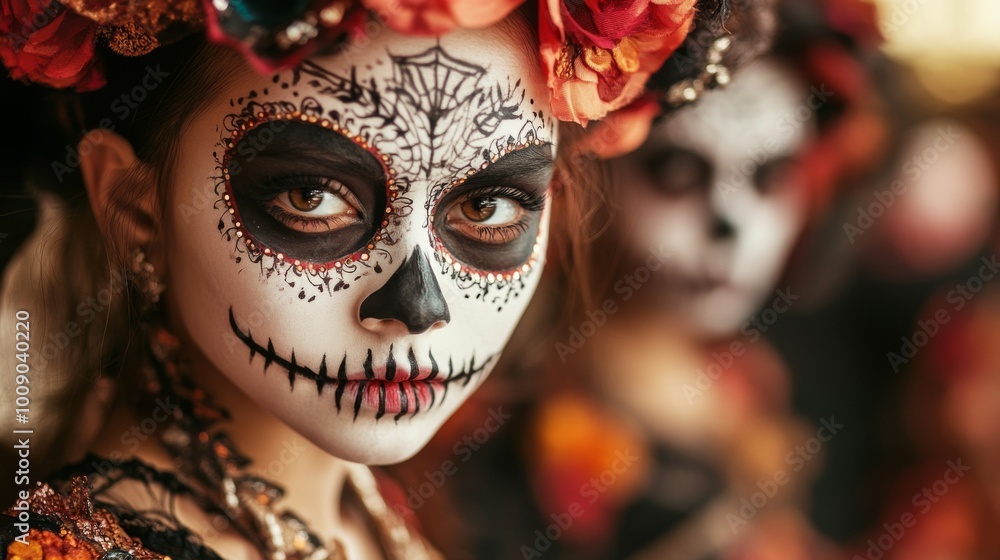 Floral Sugar Skull Makeup for Day of the Dead Celebration Floral Sugar Skull Makeup for Day of the Dead Celebration