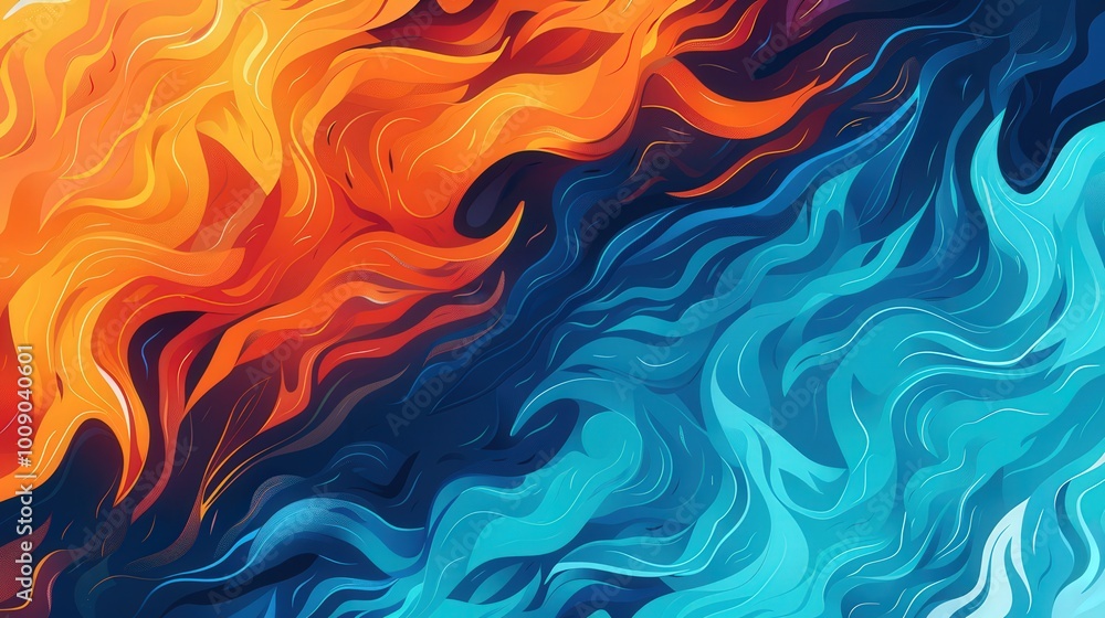 Vibrant Blaze, a captivating display of swirling blue and orange flames, creates an intense and energetic atmosphere, perfect for dynamic visuals and creative inspiration. Vibrant Blaze, a captivating display of swirling blue and orange flames, creates an intense and energetic atmosphere, perfect for dynamic visuals and creative inspiration.