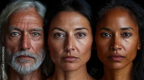 Three People Looking Directly at the Camera