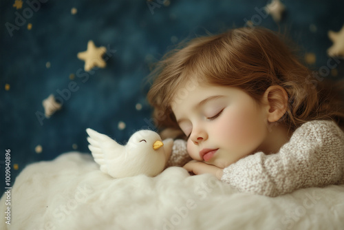 daughter child sleeping sweet dream lullaby starry night moon 