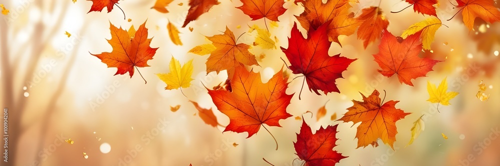 A burst of orange and red autumn leaves illuminated by bright light, creating a warm, dreamy bokeh effect.
A burst of orange and red autumn leaves illuminated by bright light, creating a warm, dreamy bokeh effect.
