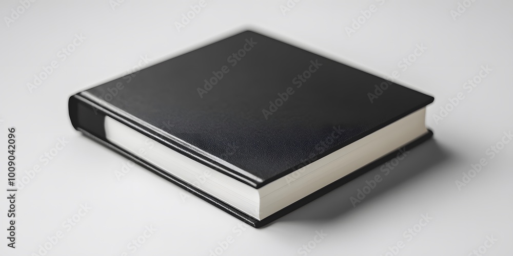 Black hardcover notebook with a minimalist design, set against a white background. Soft lighting creates a clean aesthetic, highlighting subtle shadows and textures. Black hardcover notebook with a minimalist design, set against a white background. Soft lighting creates a clean aesthetic, highlighting subtle shadows and textures.
