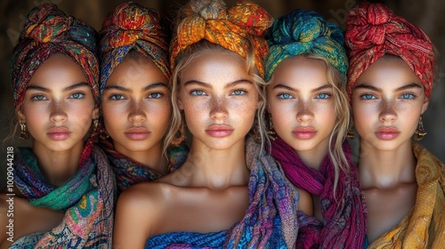 Beautiful Women in Colorful Scarves