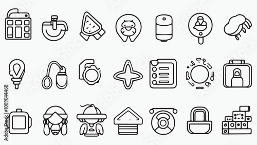 Set of outline icons related to kids. Linear icon collection. Editable stroke. Vector 