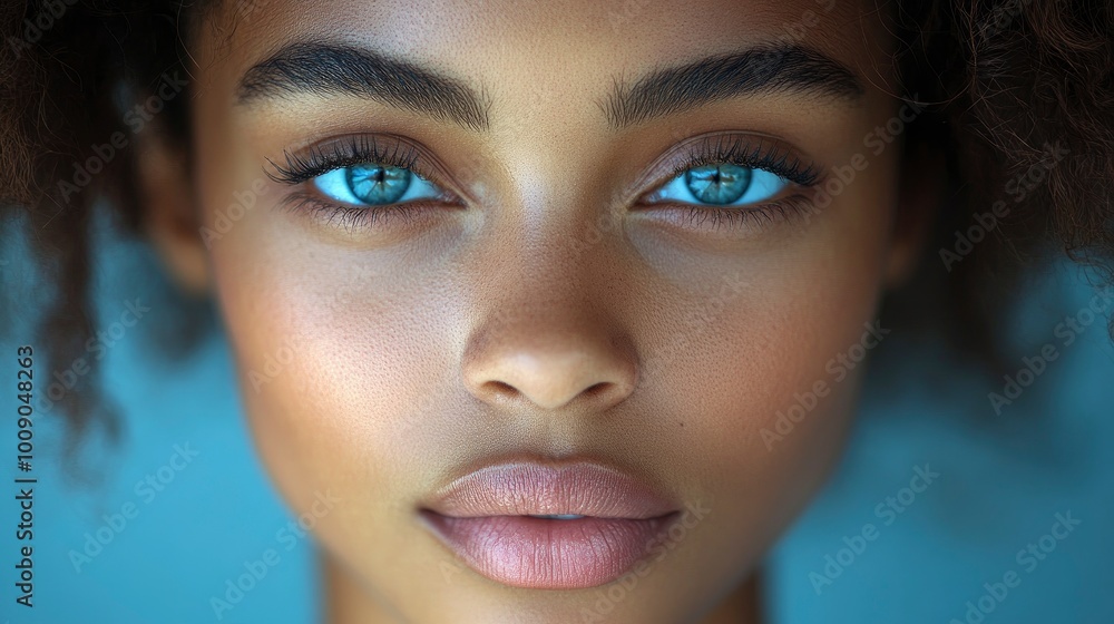 Close-up portrait of a young woman with blue eyes Close-up portrait of a young woman with blue eyes