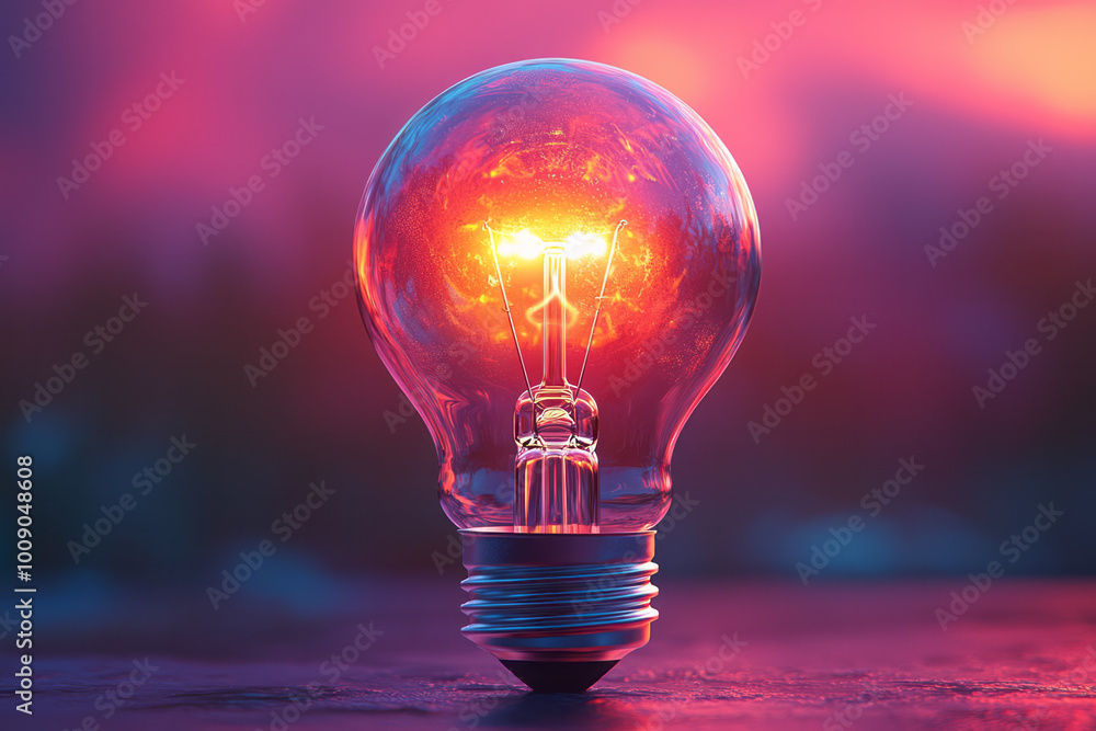 A lightbulb glowing brightly, symbolizing a new idea, isolated on a pastel backdrop, A lightbulb glowing brightly, symbolizing a new idea, isolated on a pastel backdrop,