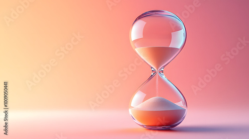 An Hourglass with Sand Flowing Gracefully Against a Solid Color Background, Symbolizing the Passage of Time and the Impermanence of Moments, Ideal for Themes of Reflection, Mindfulness, and the Value 