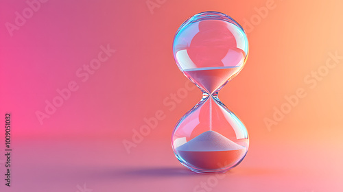 An Hourglass with Sand Flowing Gracefully Against a Solid Color Background, Symbolizing the Passage of Time and the Impermanence of Moments, Ideal for Themes of Reflection, Mindfulness, and the Value 