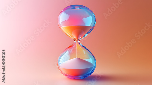 An Hourglass with Sand Flowing Gracefully Against a Solid Color Background, Symbolizing the Passage of Time and the Impermanence of Moments, Ideal for Themes of Reflection, Mindfulness, and the Value 