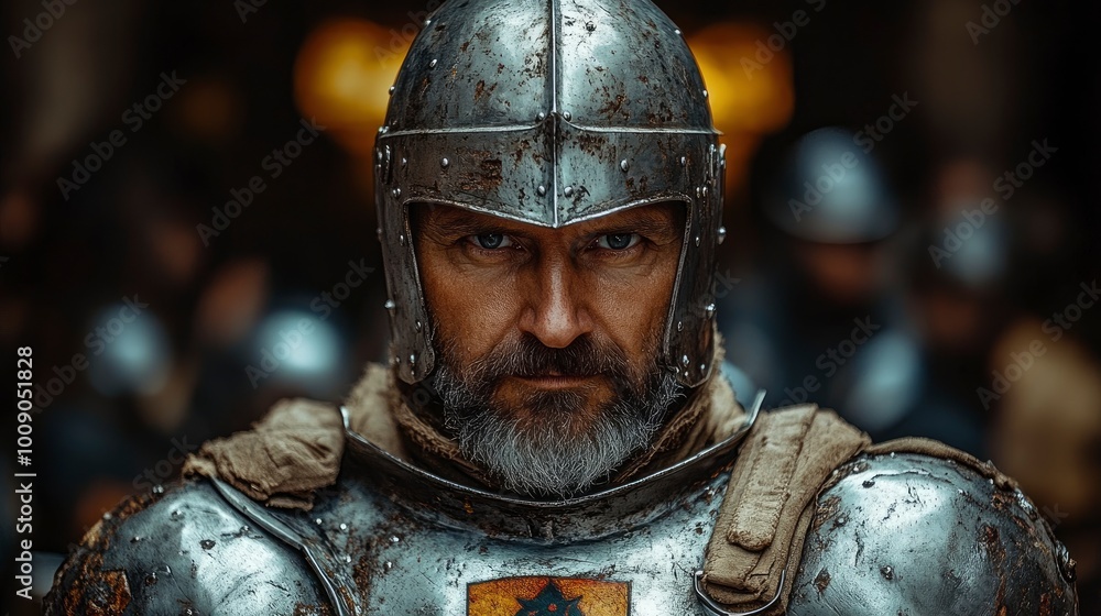 Close-up Portrait of a Medieval Knight in Armor Close-up Portrait of a Medieval Knight in Armor