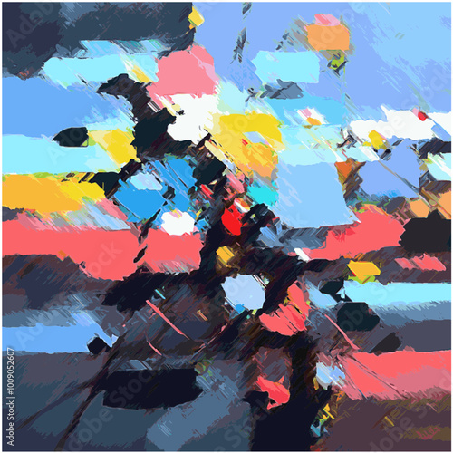 Illustration vectorielle Design abstrait de réseau Collage complexe Éclaboussures de couleurs multiples Peinture moderne