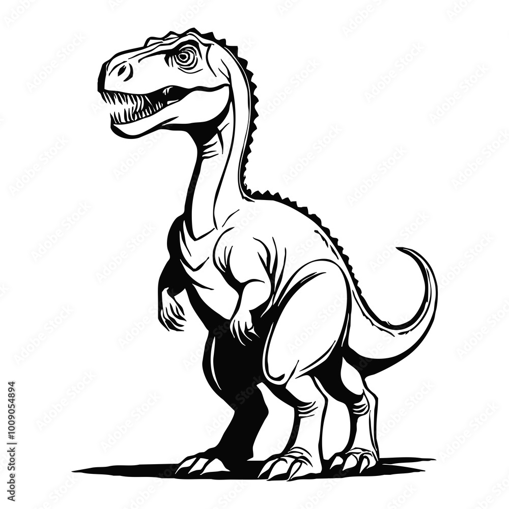 Black dinosaur on a white background. Animals line art. Logo design for use in graphics. Print for T-shirts, design for tattoos. Black dinosaur on a white background. Animals line art. Logo design for use in graphics. Print for T-shirts, design for tattoos.