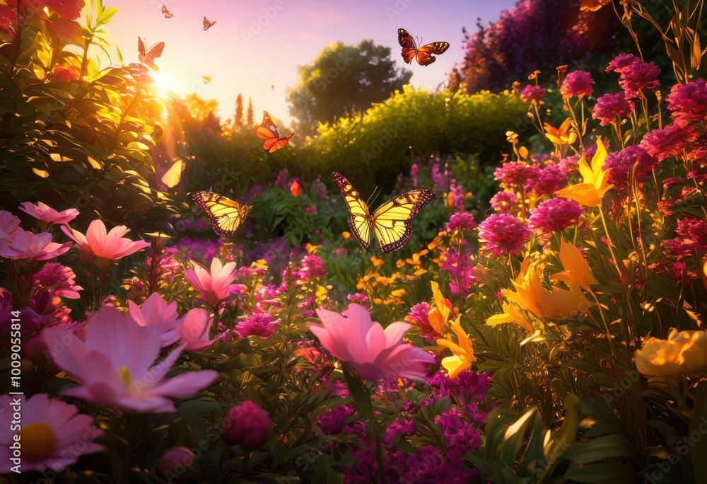 vibrant garden harmonious color palette showcasing lush array flowers greenery, colors, plants, blossoms, foliage, nature, landscape, design, cultivation