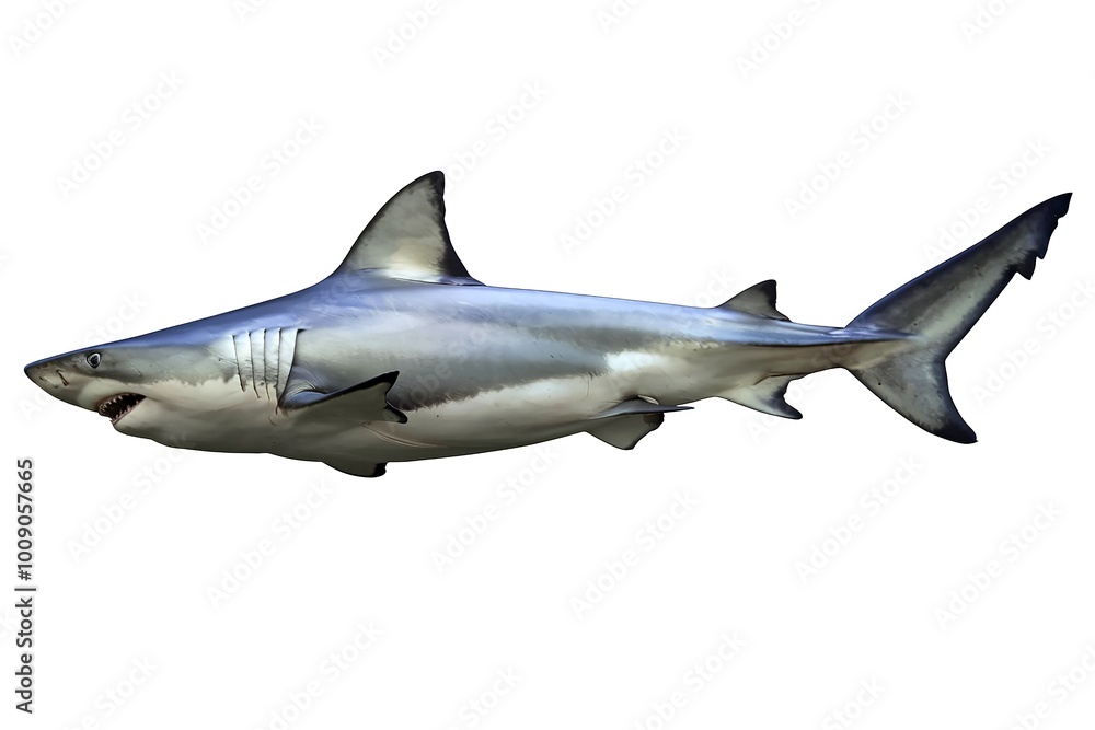 A white shark, predator of the sea isolated on white background A white shark, predator of the sea isolated on white background