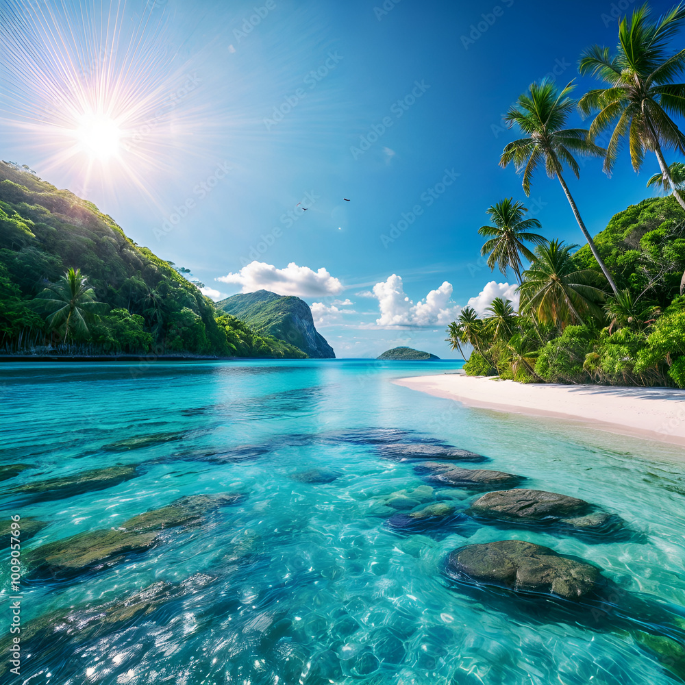 Fototapeta premium Beautiful landscapes to visit or live in, paradisiacal places, for tourism, vacations.