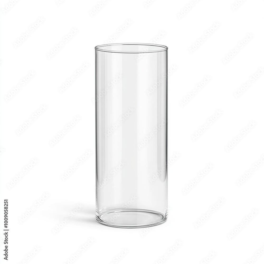 A clear glass cylinder for holding beverages or decorative items. A clear glass cylinder for holding beverages or decorative items.