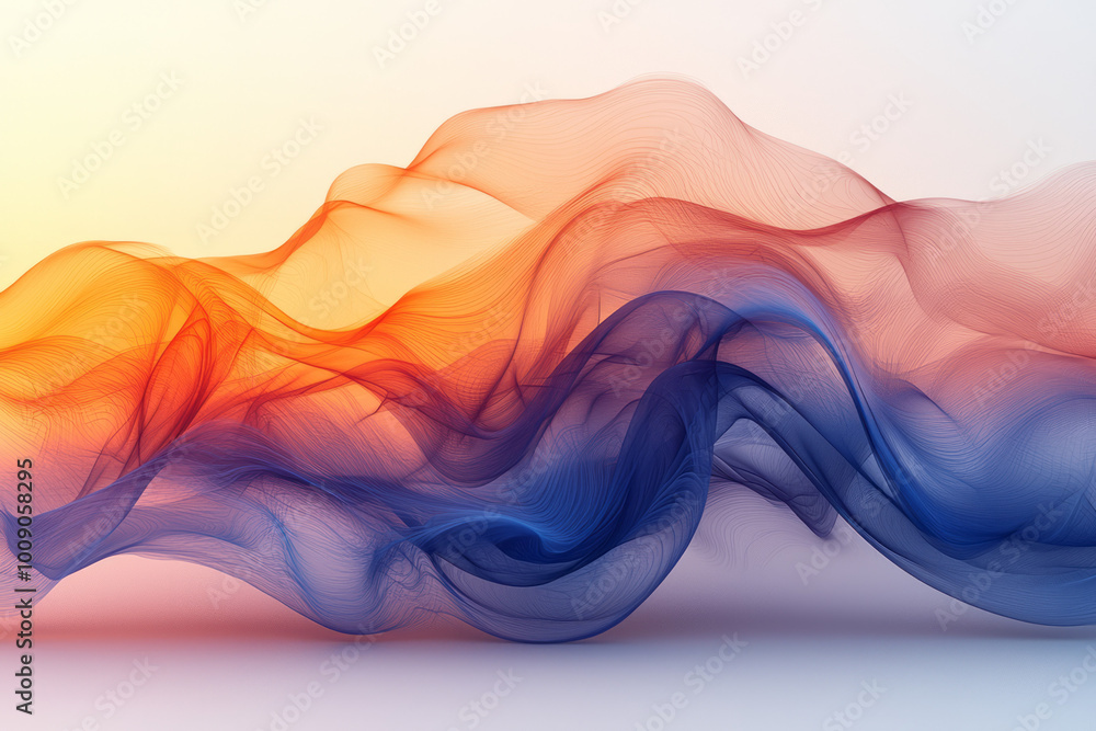 An abstract wave of deep blue and red, blending harmoniously, isolated on a soft gradient background, An abstract wave of deep blue and red, blending harmoniously, isolated on a soft gradient background,