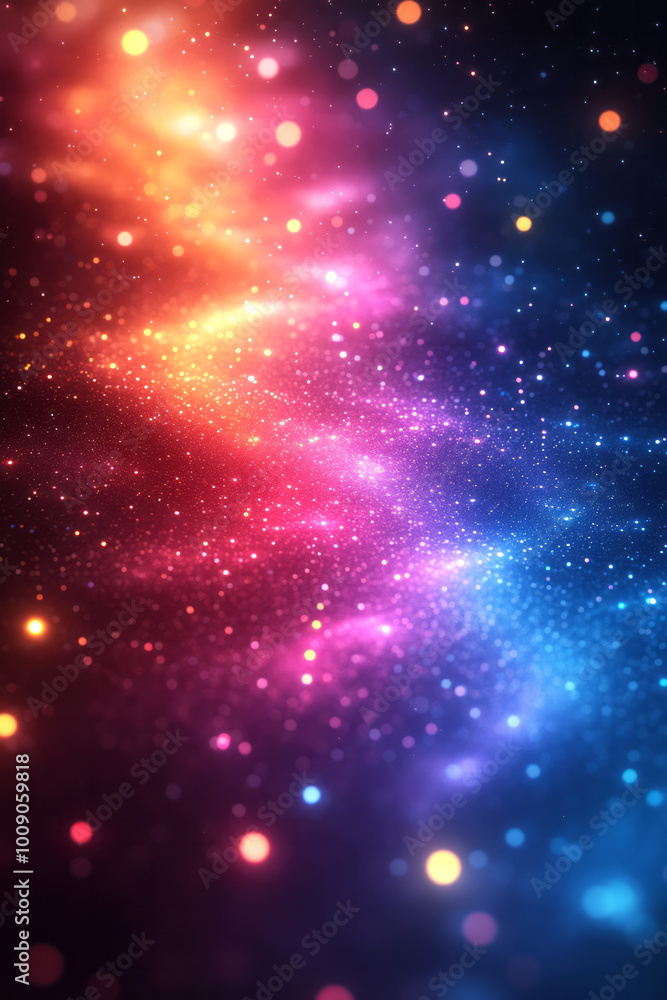 A wave of abstract bokeh lights floating gently over a colorful curved gradient, creating a dreamy effect, A wave of abstract bokeh lights floating gently over a colorful curved gradient, creating a dreamy effect,