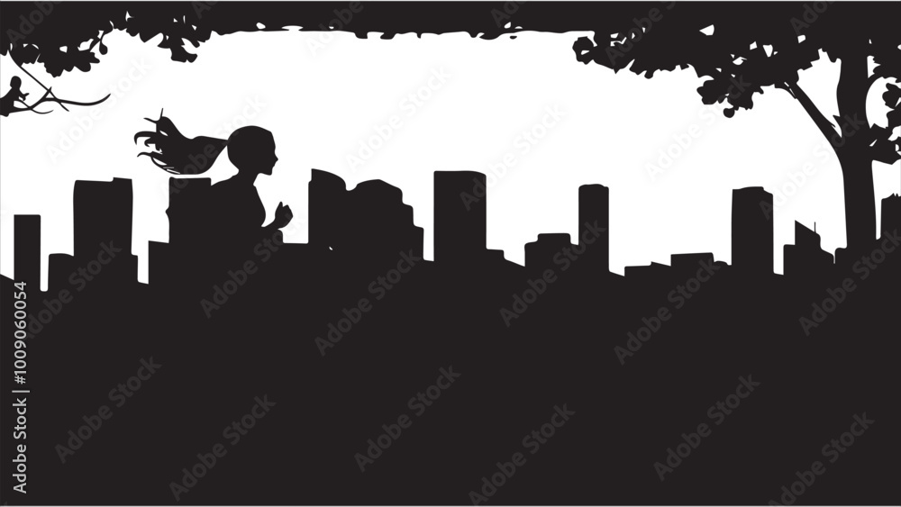 lady running silhouette vector illustration lady running silhouette vector illustration
