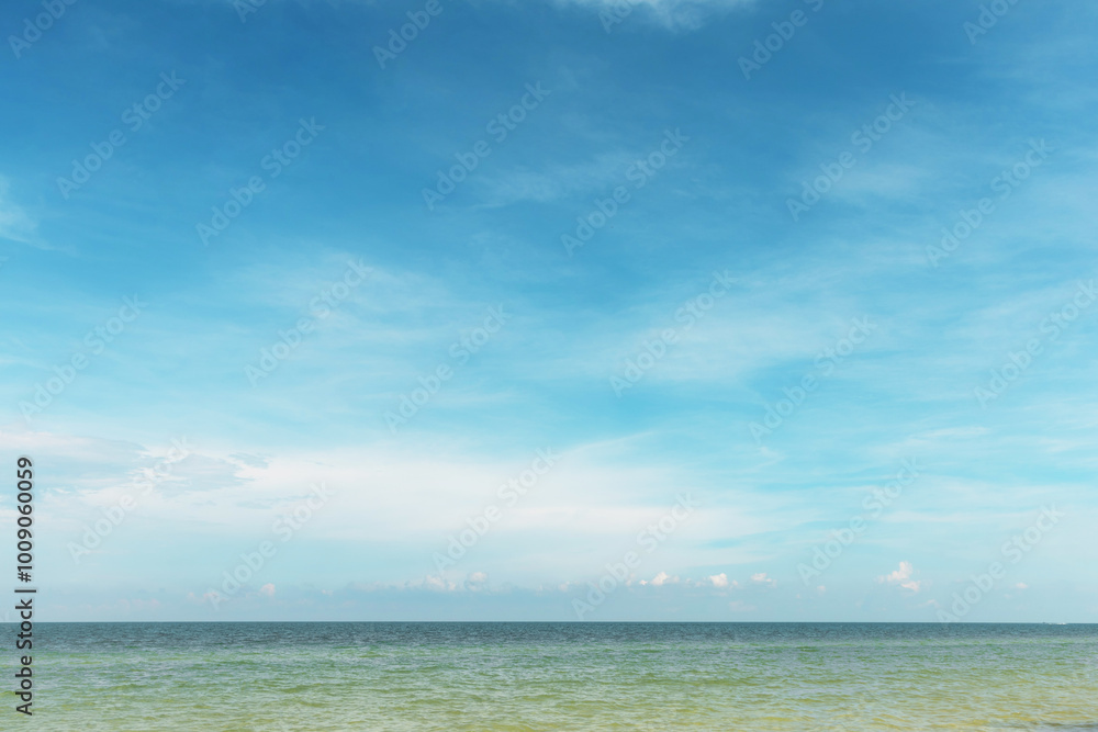 Serene seascape with calm ocean waters meeting a clear blue sky. The horizon line blends smoothly, creating a peaceful and tranquil natural scene. Perfect for backgrounds, travel, and nature. Serene seascape with calm ocean waters meeting a clear blue sky. The horizon line blends smoothly, creating a peaceful and tranquil natural scene. Perfect for backgrounds, travel, and nature.