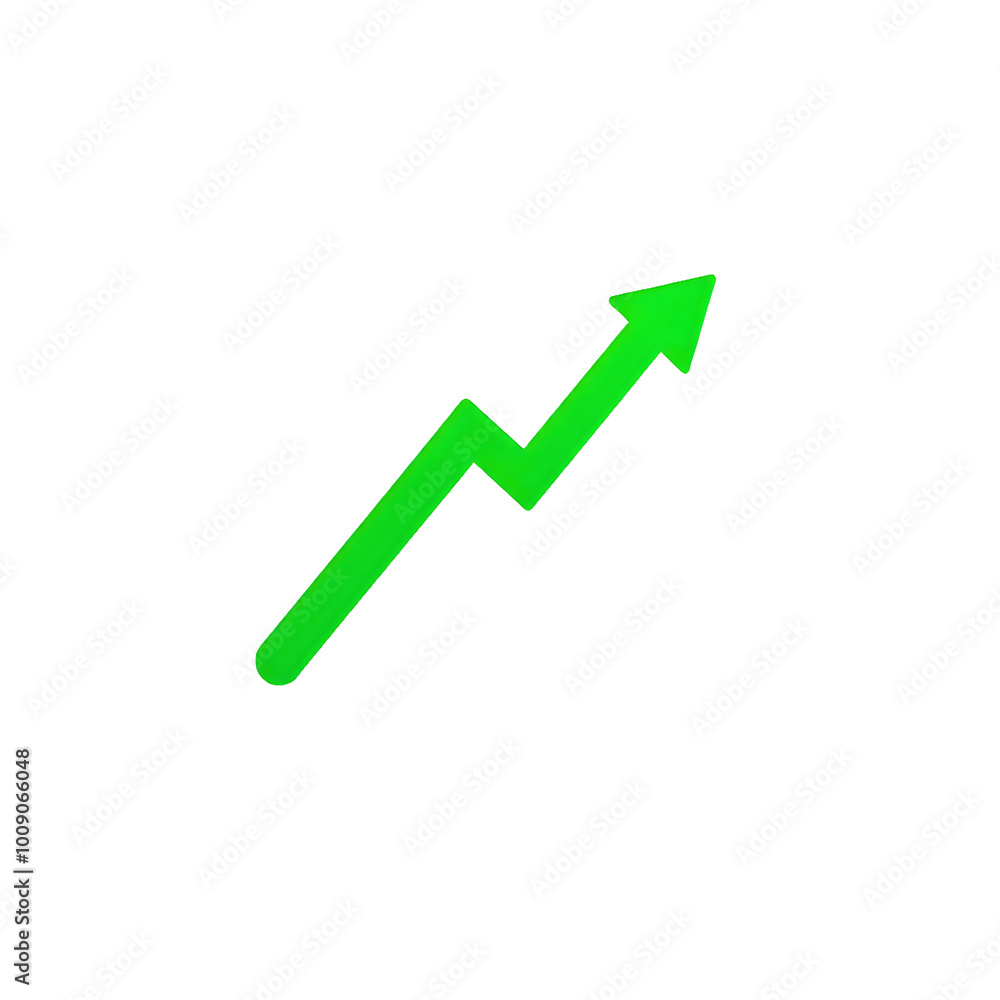 Green zigzag arrow moving upwards, isolated on transparent background, Generative AI Green zigzag arrow moving upwards, isolated on transparent background, Generative AI