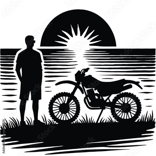 Biker Sunset Silhouette