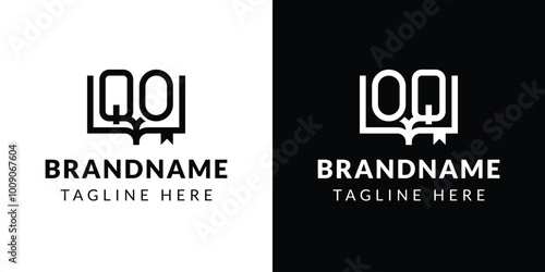 Letters QO and OQ Book Logo, suitable for business related to book with OQ or QO initials