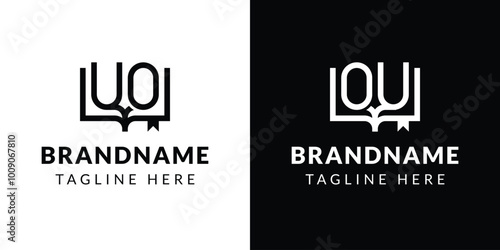 Letters UO and OU Book Logo, suitable for business related to book with OU or UO initials
