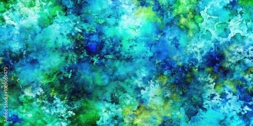 Abstract watercolor blend of blues and greens.