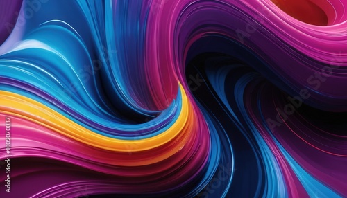 A vibrant wallpaper highlighting NEO QLED technology with HDR, featuring a mesmerizing flow of colorful, glossy liquid blending radiant hues like neon pink, electric blue, bright gold, and deep purple photo