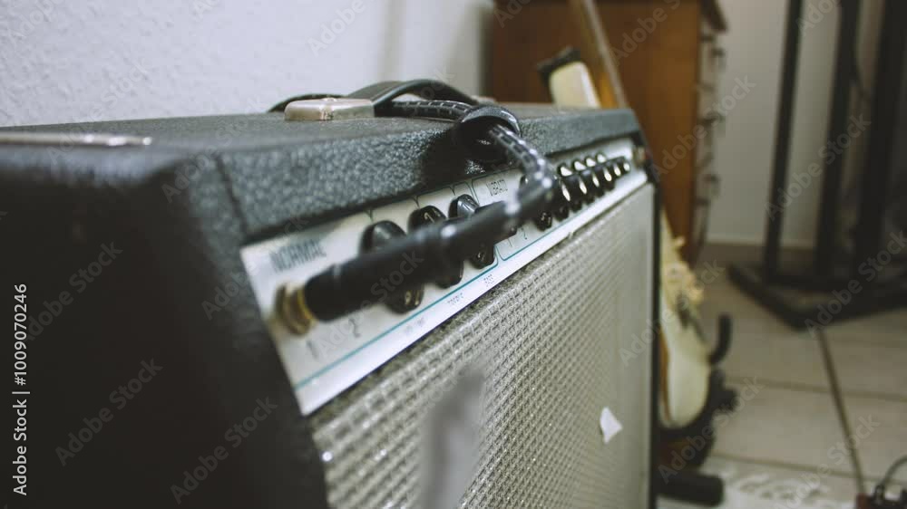 Knobs And Inputs Close Up Of Guitar Amplifier In A Music Studio Knobs And Inputs Close Up Of Guitar Amplifier In A Music Studio