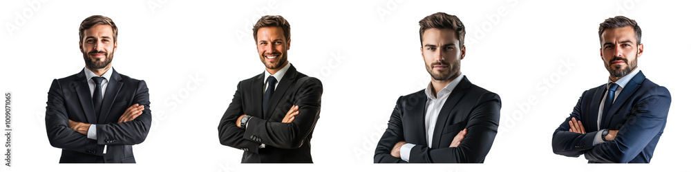 Confident business professional with crossed arms, isolated on a transparency background Confident business professional with crossed arms, isolated on a transparency background