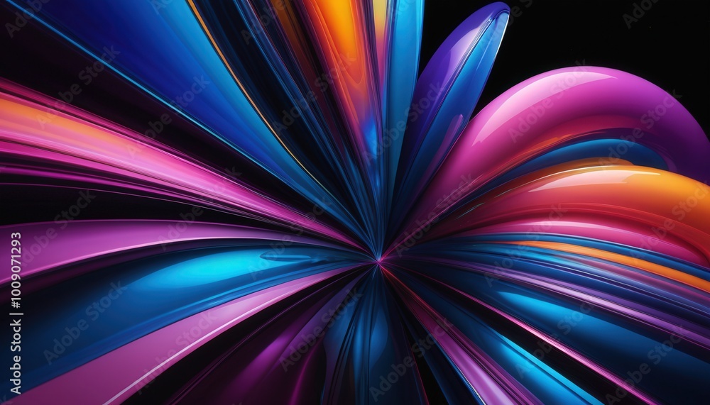 Fototapeta premium Vibrant wallpaper showcasing NEO QLED technology with HDR, featuring a mesmerizing flow of colorful, glossy liquid blending radiant hues like neon pink, electric blue, bright gold, and deep purple.