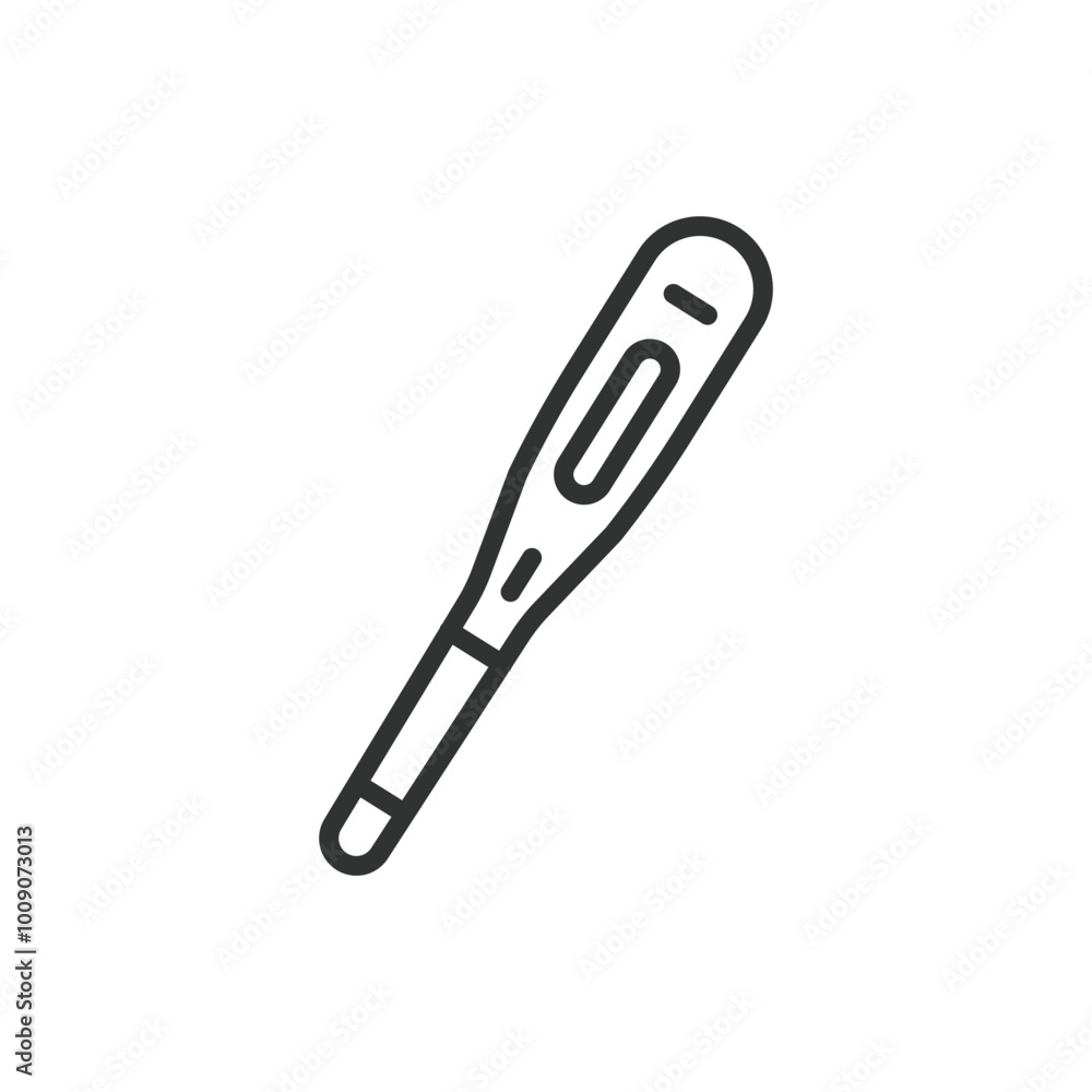 Thermometer, in line design. Temperature, fever, medical device, health monitoring, clinical thermometer, digital thermometer on white background vector. Thermometer editable stroke icon Thermometer, in line design. Temperature, fever, medical device, health monitoring, clinical thermometer, digital thermometer on white background vector. Thermometer editable stroke icon