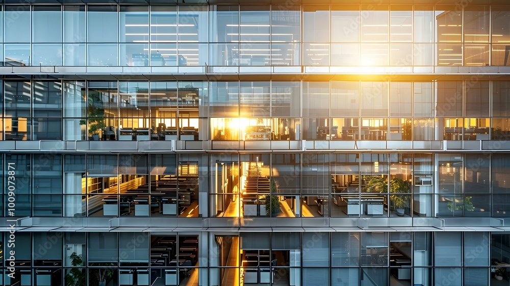 Transparent Solar Powered Office Building with Bright Efficient Workspace Transparent Solar Powered Office Building with Bright Efficient Workspace
