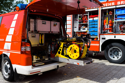 Firefighter tool equipment and car