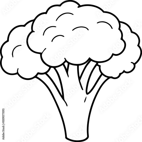 Broccoli outline coloring book page line art vector illustration