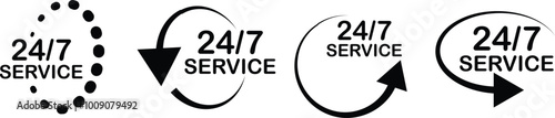 24-7 service icon set vector eps10.