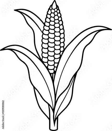 corn outline coloring book page line art vector illustration