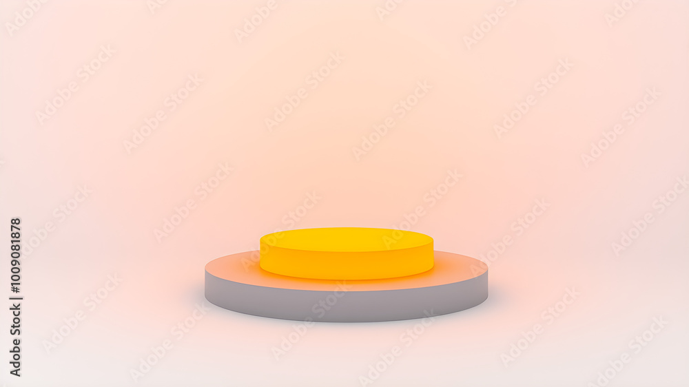 Orange oval riser glowing on white background, podium. Generative AI Orange oval riser glowing on white background, podium. Generative AI