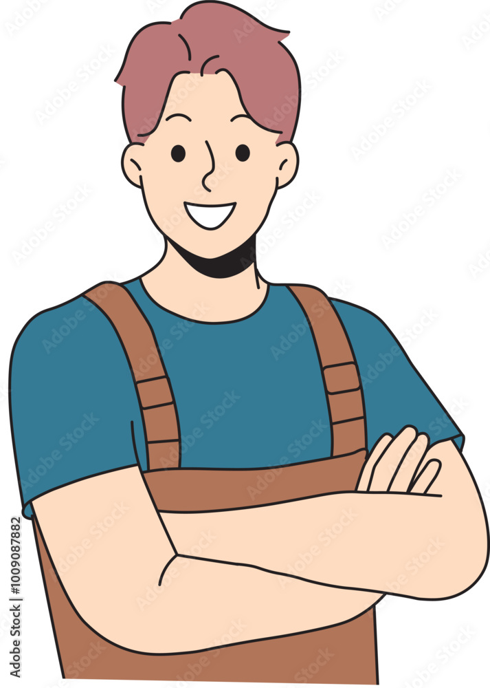 Skilled Carpenter Smiling Proudly in Workshop. Proud Woodworker Posing in His Craft Room. Dedicated Woodworker in Workshop Illustration. Skilled Carpenter Smiling Proudly in Workshop. Proud Woodworker Posing in His Craft Room. Dedicated Woodworker in Workshop Illustration.
