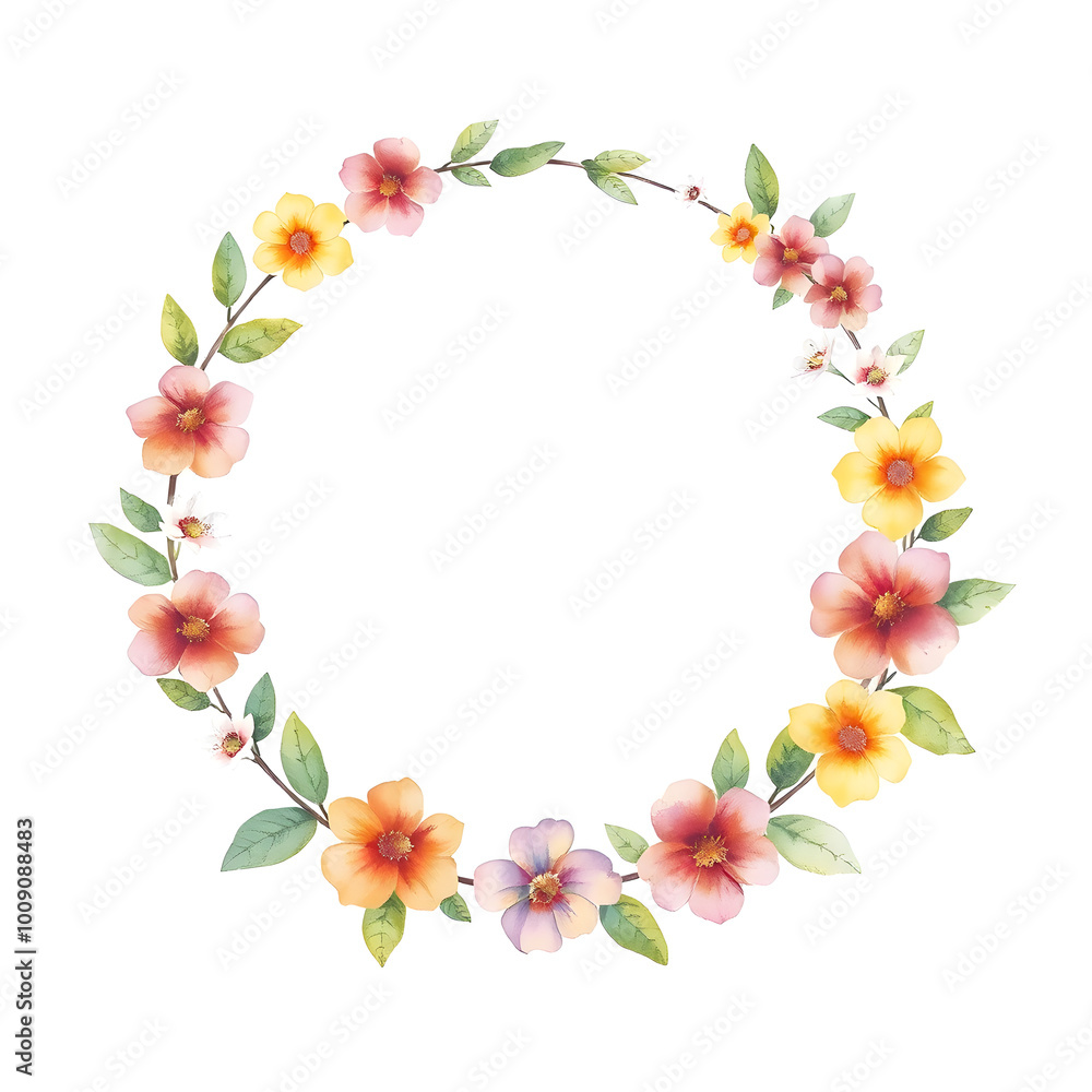 Pastel drawing artistic image of floral wreath as a frame for round white space. some leaves or flowers may overlap that white background. it has to be colorful, look natural. Generative AI Pastel drawing artistic image of floral wreath as a frame for round white space. some leaves or flowers may overlap that white background. it has to be colorful, look natural. Generative AI