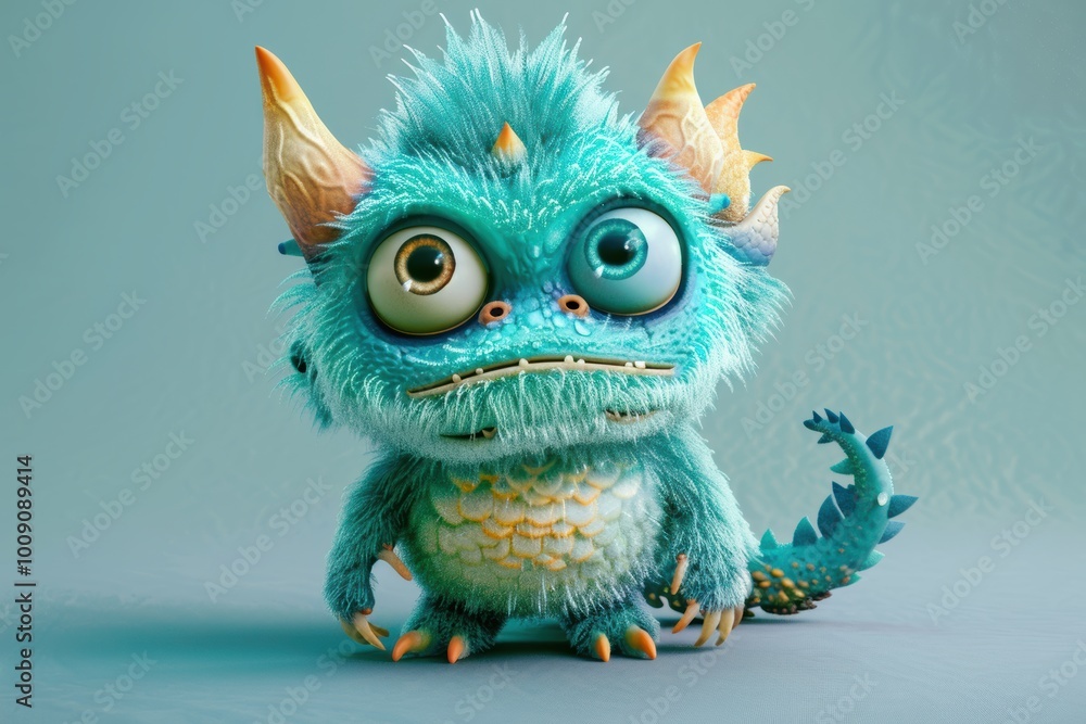 Whimsical 3D cute monster character, plump and fluffy with vibrant colors, featuring expressive big eyes and a toothy grin, exuding a playful and mischievous demeanor. Whimsical 3D cute monster character, plump and fluffy with vibrant colors, featuring expressive big eyes and a toothy grin, exuding a playful and mischievous demeanor.