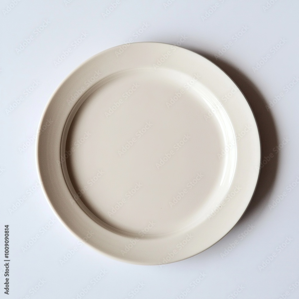 A simple, plain ceramic plate set against a neutral background. A simple, plain ceramic plate set against a neutral background.