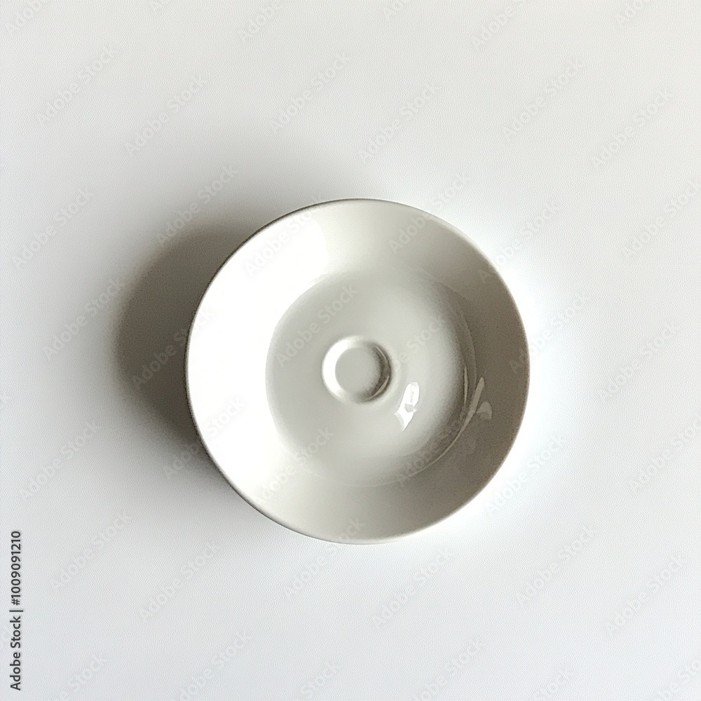 A simple white bowl viewed from above, suitable for serving or displaying food. A simple white bowl viewed from above, suitable for serving or displaying food.