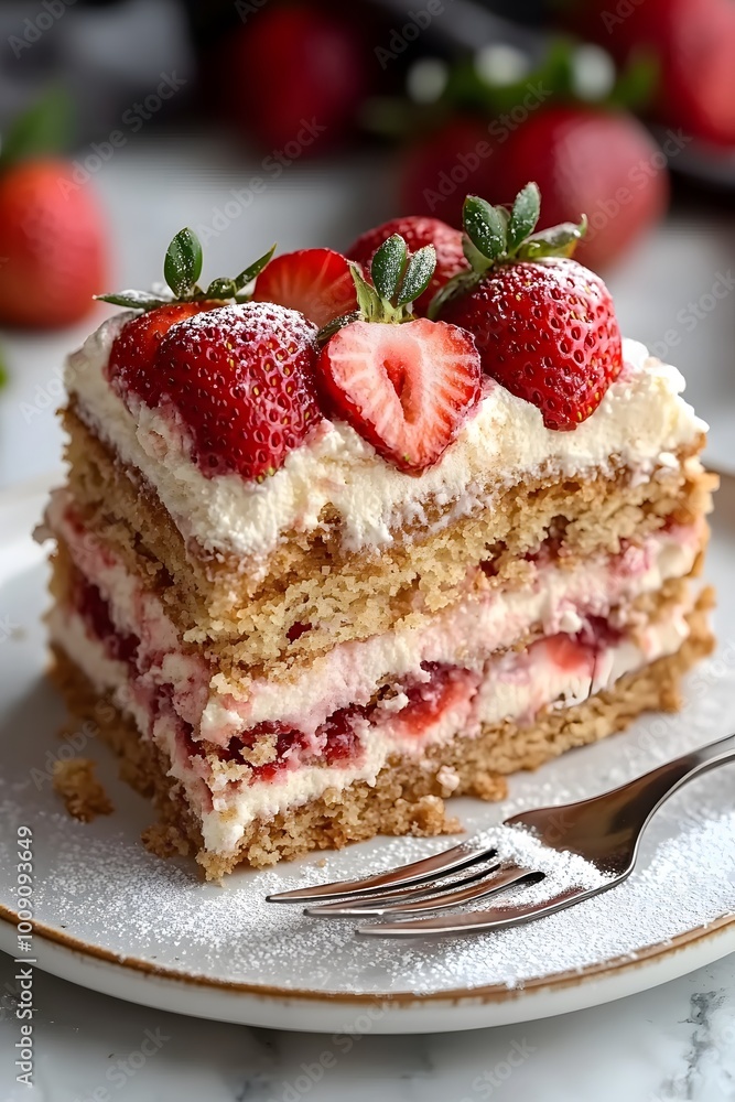 Delicious Strawberry Cake Slice Delicious Strawberry Cake Slice