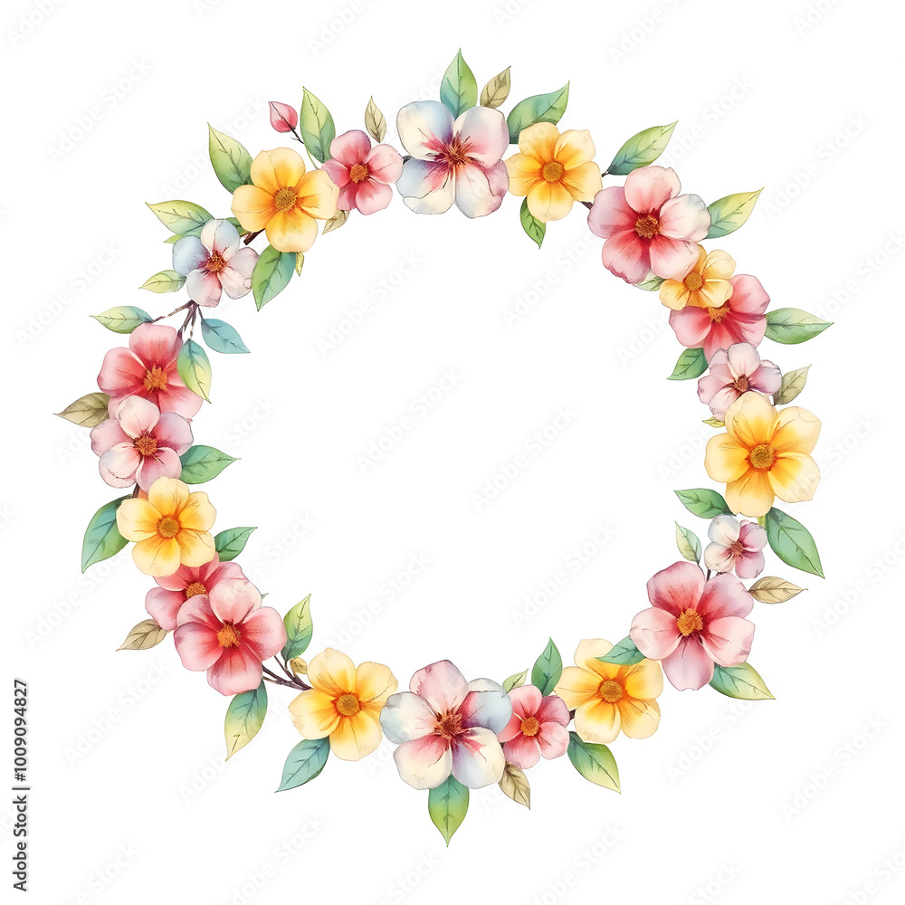 Pastel drawing artistic image of floral wreath as a frame for round white space. some leaves or flowers may overlap that white background. it has to be colorful, look natural. Generative AI Pastel drawing artistic image of floral wreath as a frame for round white space. some leaves or flowers may overlap that white background. it has to be colorful, look natural. Generative AI